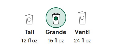 Starbucks Iced Caffè Americano Sizes