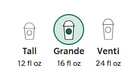Starbucks Matcha Crème Frappuccino® Blended Beverage Sizes