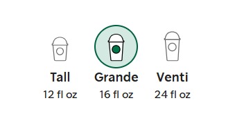 STARBUCKS Vanilla Bean Crème Frappuccino Blended Crème sizes